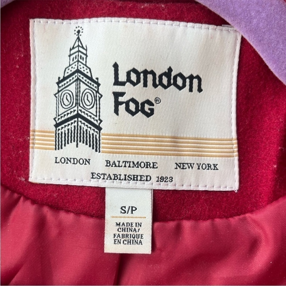 london Fog Women’s Wool, red peacoat with hood Size SP - Picture 6 of 9